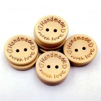 Дървени копчета handmade with love - 10 бр /комплект , снимка 1 - Други - 38584508