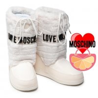 LOVE MOSCHINO № 39 & 40 🍊 Дамски кожени апрески с пух SNOWY WHITE нови с етикети, снимка 1 - Дамски апрески - 39521337