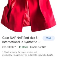 Naf Naf дамско елегантно червено палто, 38/М размер, снимка 10 - Палта, манта - 42055310
