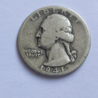 Сребърна Монета QUARTER DOLLAR 1941, снимка 1 - Нумизматика и бонистика - 36400917