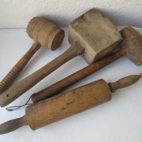 3 бр дървен чук и точилка, снимка 1 - Други ценни предмети - 30167442