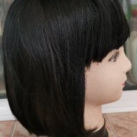 Нова черна перука от естествена коса перука от човешки косъм 30 см Боб стил - мод.16, снимка 9 - Аксесоари за коса - 29932399