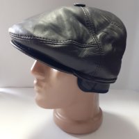 Мъжка шапка кожен каскет,черен -06, снимка 2 - Шапки - 20447241