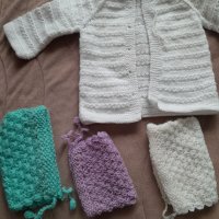 Ръчно плетени дрешки за новородено, снимка 5 - Комплекти за бебе - 36646430