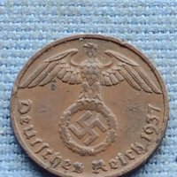 Монета 1 райхсфенинг 1937г. Германска империя с свастика 34841, снимка 5 - Нумизматика и бонистика - 42730529