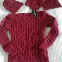 Лот шал, шапка и пуловер!!!, снимка 1 - Блузи с дълъг ръкав и пуловери - 31438370