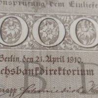 Райх банкнота - Германия - 1000 марки / 1910 година- 17916, снимка 5 - Нумизматика и бонистика - 31029624