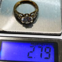 Златен дамски пръстен с планински кристал, снимка 7 - Пръстени - 30091510