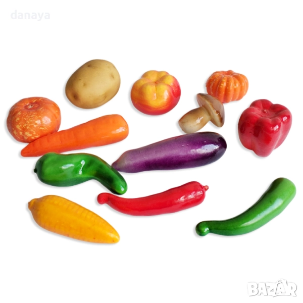 6085 Комплект изкуствени мини зеленчуци за декорация, 12 броя, снимка 1
