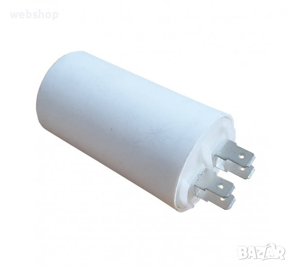 Работен кондензатор CBB60, 450VAC, 5uF, 4 кабeлни обувки, резба, Ф30x55mm, снимка 1