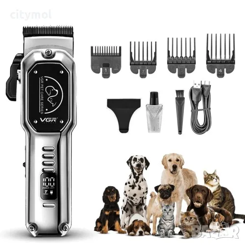 Професионална машинка за подстригване на домашни любимци VGR V-201, 4 приставки, USB зареждане, снимка 1