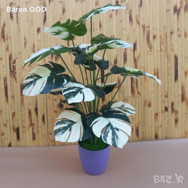 Декоративно изкуствено растение Монстера в саксия, снимка 1