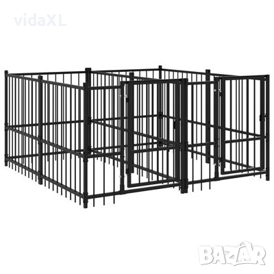 vidaXL Дворна клетка за кучета, стомана, 3,75 м²（SKU:3124579, снимка 1