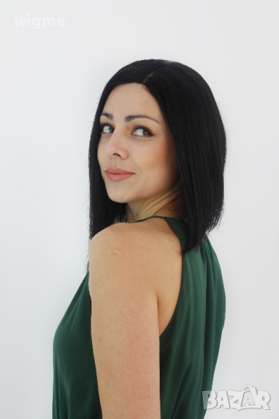 Черна перука от ЕСТЕСТВЕН косъм Селена, снимка 1