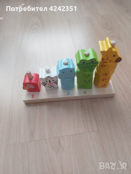 Дървена игра с животни – низанка, снимка 1
