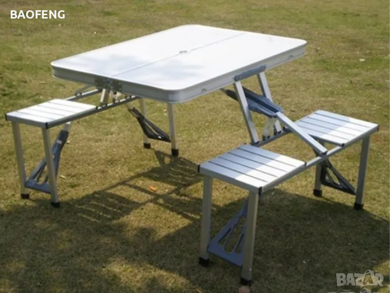 * Нови от ВНОСИТЕЛ Алуминиева сгъваема маса с 4 стола за пикник ,85x67x67 см тип куфар, снимка 1
