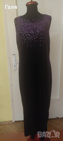 Дълга рокля кадифе/плюш , тъмно лилава,  размер ХЛ, снимка 1