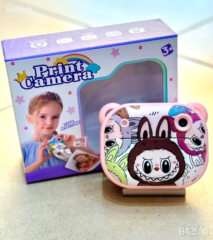 Детски фотоапарат с принтер Стич,Лабубу,Капибара/Camera print, снимка 1