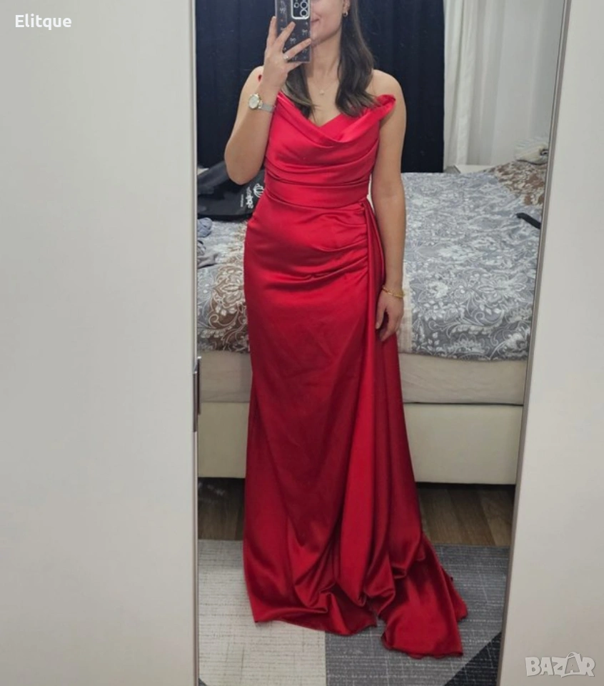 ⭐️Дълги сатенени рокли с цепка, снимка 1