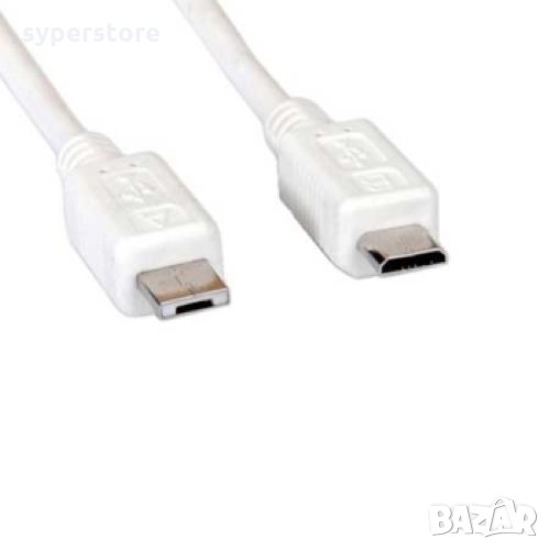 Кабел Micro USB-A към Micro USB-B 2.0 Roline 11.02.8751 Бял 1.8м USB-A to Micro USB-B M/M, снимка 1