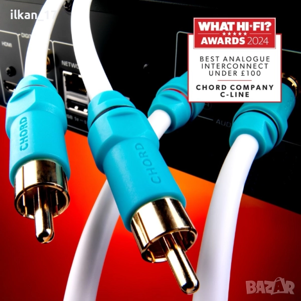 Чинчове Качествен стерео аудио кабел Chord C-Line Audio 2Комплекта по 2 Метра Внос Герман 2RCA-2RCA , снимка 1