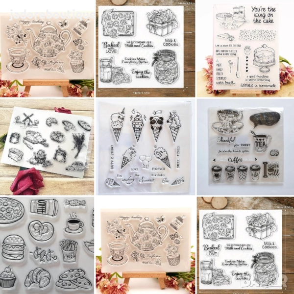 Силиконови печати храни, напитки, сладкарски различни видове скрапбук картички албуми декорация, снимка 1