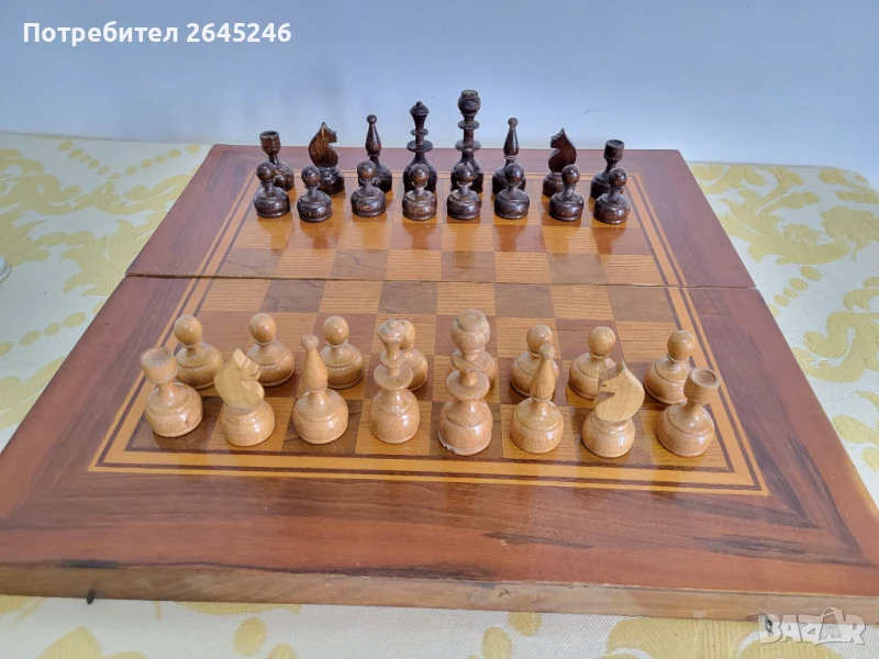 #7 Стар дървен соц шах с табла , снимка 1