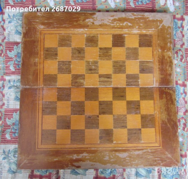 голяма Стара дървена кутия за шах и табла , снимка 1