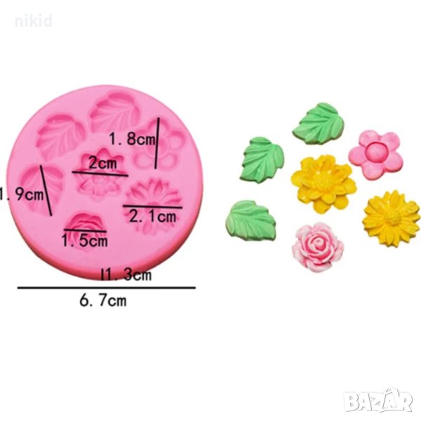 малки цветчета и листенца силиконов молд за фондан украса торта декорация мъфин шоколад смола, снимка 1