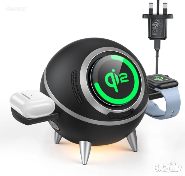 Безжично зарядно устройство Beeasy 4 в 1, Qi2 15W Magsafe, въртящо се, снимка 1