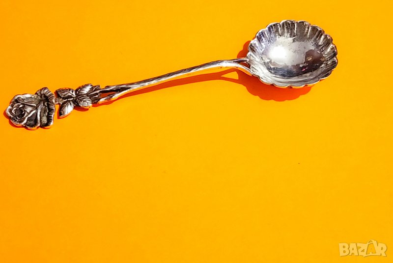 Старинна сребърна лъжица със роза 800 сребро за подарък, снимка 1