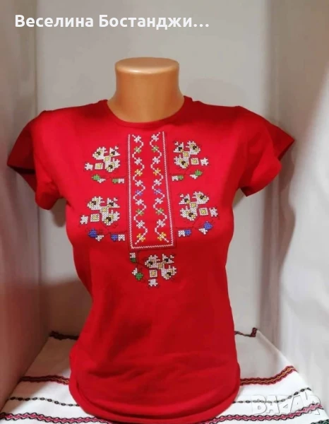 Тениска с бродирана шевица. , снимка 1