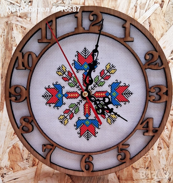 Стенен часовник с бродирана шевица, снимка 1