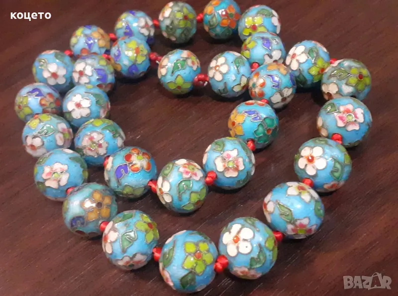 колие мъниста клоазон  емайл, снимка 1