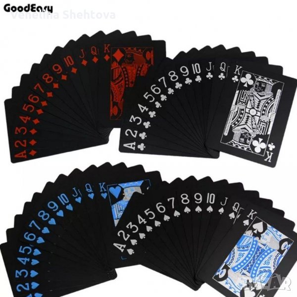 Черни PVC водоустойчиви карти за игра на покер Пластик , снимка 1