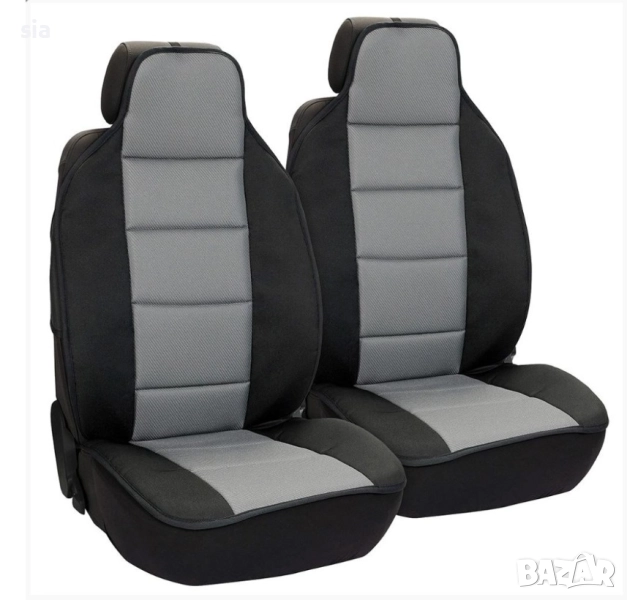 Тапицерия за предни седалки, 2бр 1+1, сива с черно, снимка 1