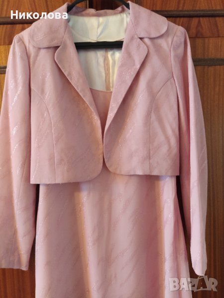 Официална,розова,копринена рокля с болеро., снимка 1