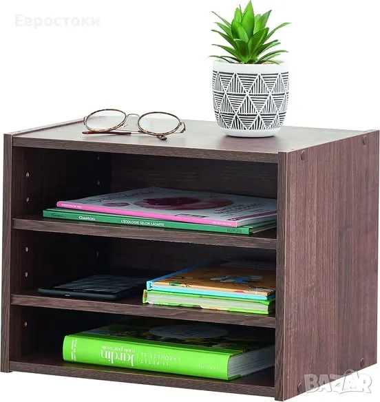 Iris Ohyama, Подреждащ се рафт/елемент за съхранение 3 нива- Кутия за подреждане STB-400T - Кафяв дъ, снимка 1