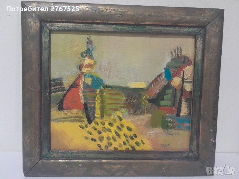 Картина на платно с маслени бои 'Лято' на Ангел Гешев от 1992 година , снимка 1