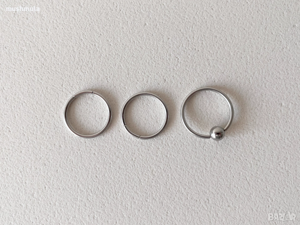 Сет 3 бр стоманени обеци-халки ∅ 20 и 21 мм, снимка 1