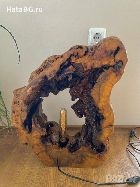 Ръчно изработена дизайнерска лампа от дърво. Арт. , снимка 1