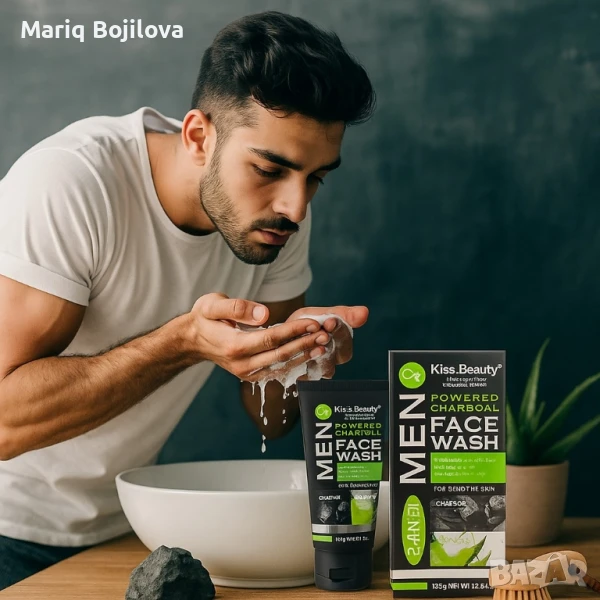 Дълбокопочистващ гел за лице с алое и черен въглен за мъже , снимка 1