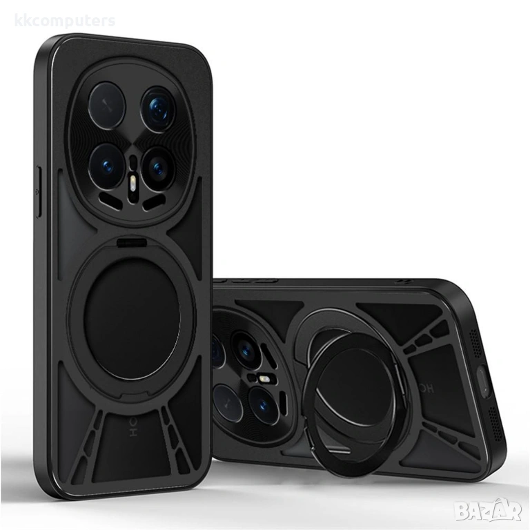 Магнитен калъф за Honor Magic8 Pro 5G с Въртяща се Стойка - PC+Силикон+Метал, Отверстия за охлаждане, снимка 1