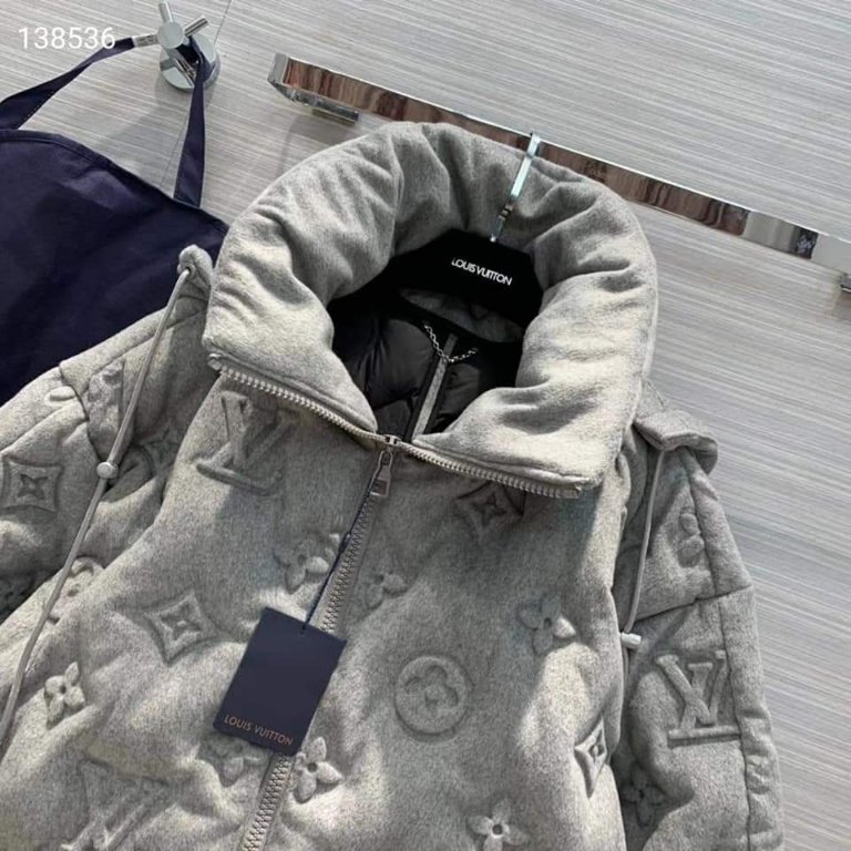 Louis Vuitton Grey Cashmere Monogram Boyhood Puffer Jacket M Louis