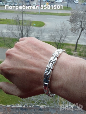 Сребърна Гривна-40грама., снимка 4 - Гривни - 54034955