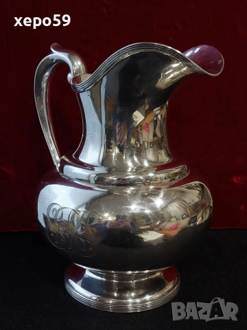 Сребърна кана за вода или вино,сребро 925,вместимост 1800 мл.Отлично състояние. , снимка 3 - Сервизи - 52776255