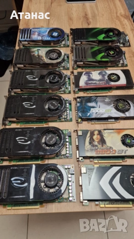 Колекция НЕРАБОТ винтидж видеокарти NVIDIA GeForce 8800 (EVGA, ASUS, MSI, XFX) – Рядка ретро техника, снимка 6 - Видеокарти - 54218603