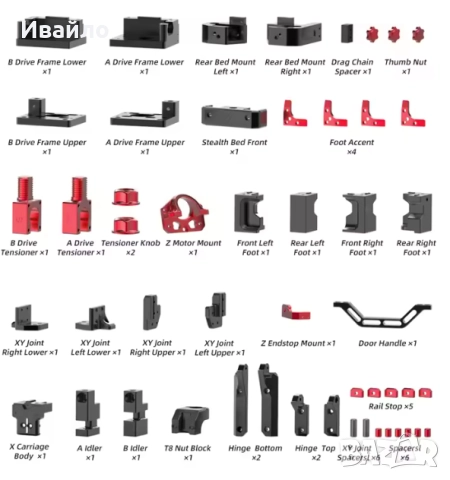 Алуминиев ъпгрейд кит за 3D принтер, Bambu Lab X1/P1, снимка 3 - Други машини и части - 52389156
