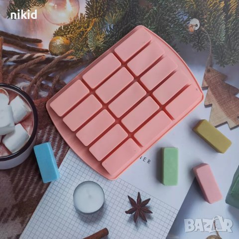 15 блокчета мюсли бар малки правоъгълни силиконов молд форма калъп шоколад сапун гипс