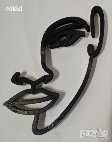 6 вид Абстрактно половин дамско лице контур черен бял топер украса декор торта, снимка 3 - Други - 38264541